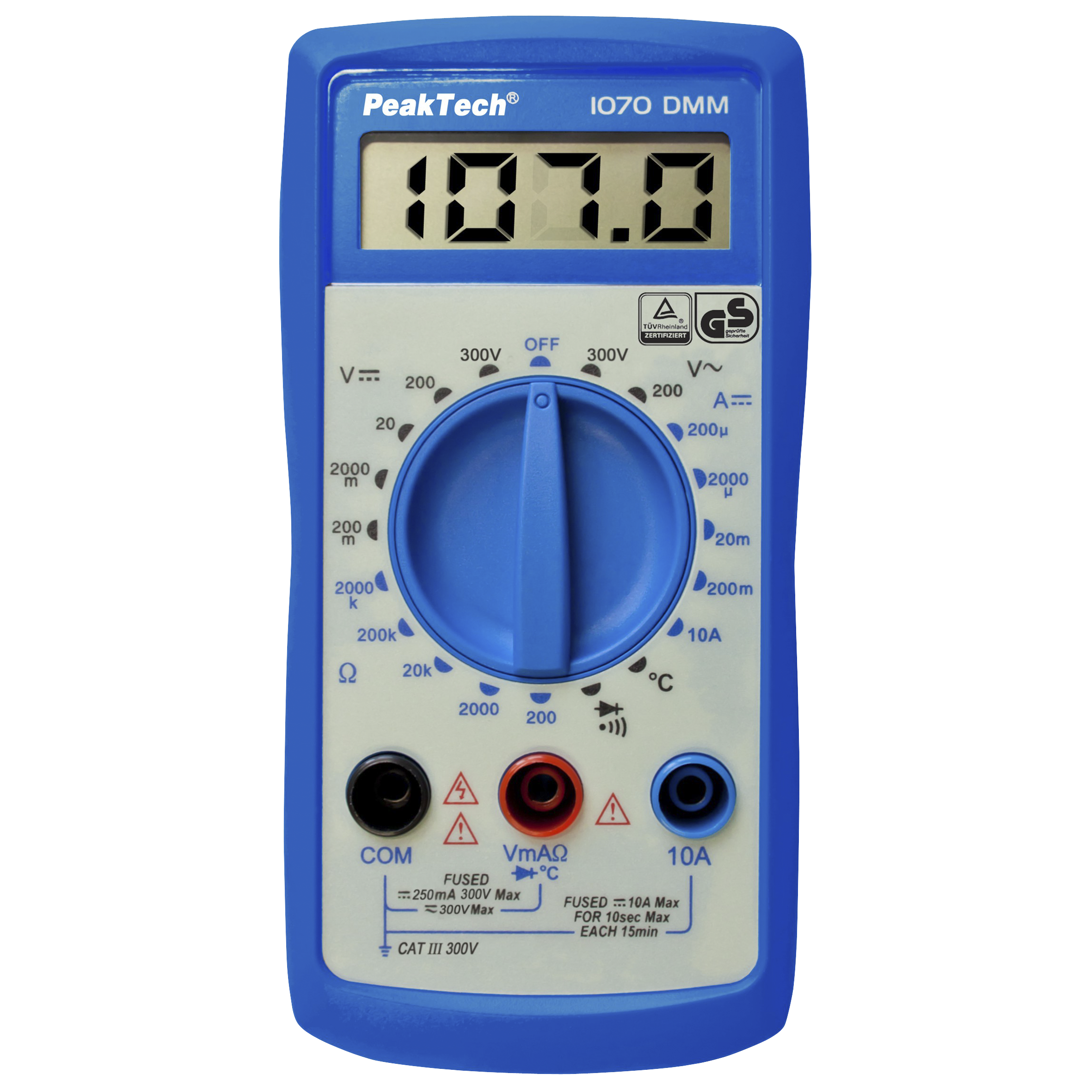 Digitalmultimeter PeakTech ''P1070'', 2000 Counts, 300 V AC/DC, 10 A DC, TÜV/GS