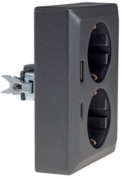 MILOS Schutzkontakt-Steckdose 2-fach - 250V~/ 16A, 1x UP, USB A+C/PD, anthrazit