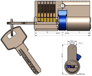 Schließzylinder 70mm (40+30mm) - Profil-Zylinder, 5 Sicherheits-Schlüssel