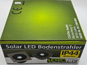 Solar LED Bodenstrahler "CTB-E", eckig - BxHxT 10x10x4cm, IP44, Edelstahl-Front