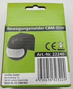 Aufputz Bewegungsmelder "CBM-Slim" 180°, LED geeignet, IP44, 1-800W, schwarz