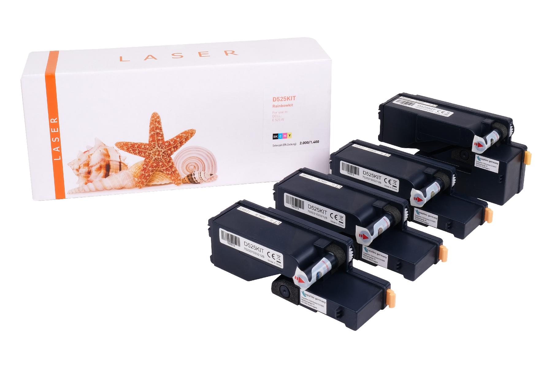 DELLE525KIT alternativ Toner Rainbowkit Dell / H3M8P/VR3NV/MWR7/WN8M/BK2.000 /CMY1.400 Seiten