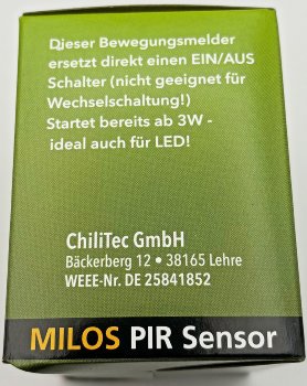 MILOS Bewegungsmelder 160°, anthrazit - LED geeignet,  250V~, Unterputz, 2-Draht