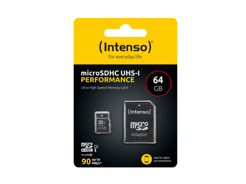 Intenso MicroSD 64GB + Adapter CL10, U1 (Blister)