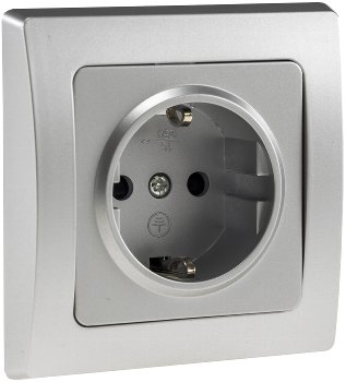 DELPHI Schutzkontakt-Steckdose - 250V~/ 16A, inkl. Rahmen, UP, silber