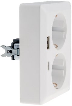 MILOS Schutzkontakt-Steckdose 2-fach - 250V~/ 16A, 1x UP, USB A+C/PD, weiß matt