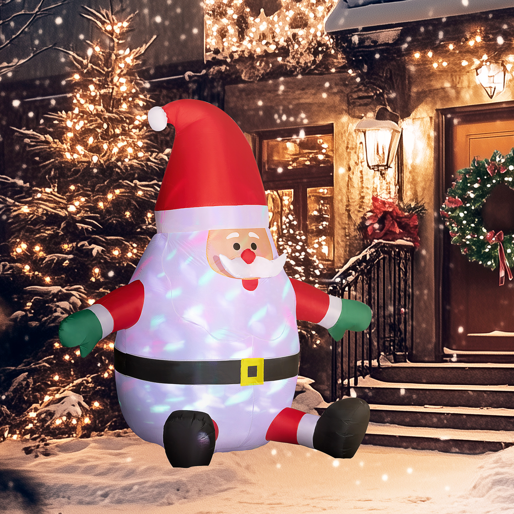 Aufblasbarer Weihnachtsmann mit rotierender Lichtkugel, Festtags-Dekoration für den Garten