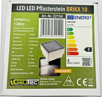 LED Pflasterstein "BRIKX 10" neutralweiß - 10x10x7cm, 130lm, IP67, 230V