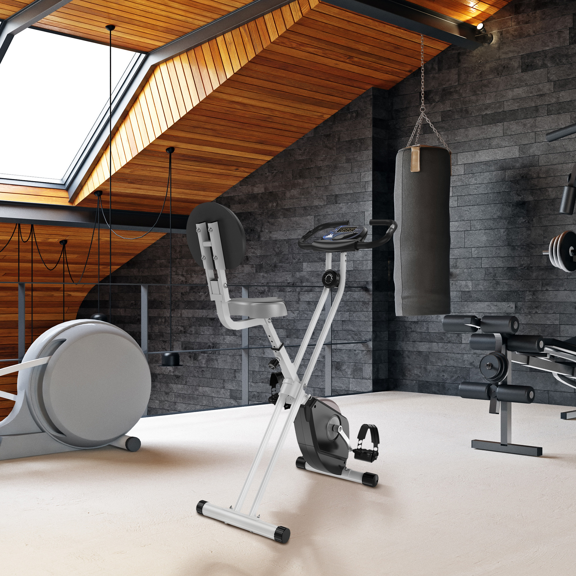 Heimtrainer Fahrradtrainer mit 8 stufig einstellbarem Magnetwiderstand höhenverstellbar Stahl Schwarz+Grau