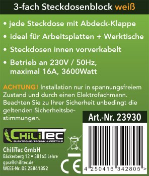 3-fach Steckdosenblock, weiß