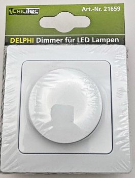 DELPHI Dimmer für LED Lampen - 250V~/ 3-60W, inkl. Rahmen, UP, weiß