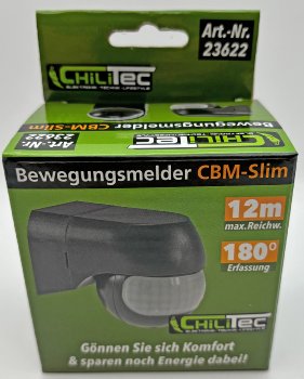 Aufputz Bewegungsmelder "CBM-Slim" 180° - LED geeignet, IP44, 1-800W, anthrazit