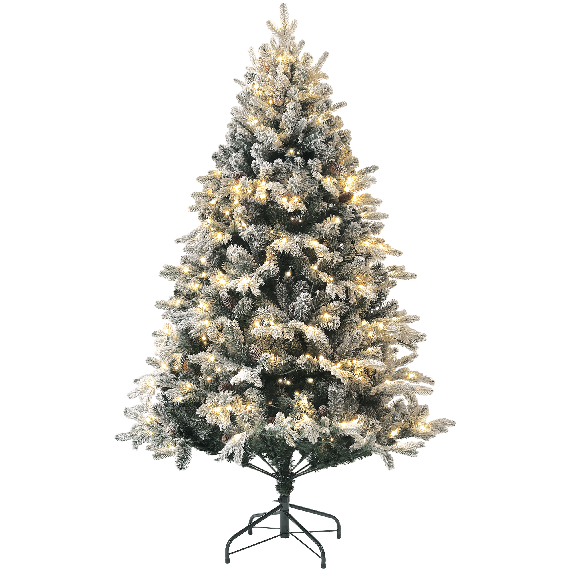 Weihnachtsbaum, 180 cm, LED-Lichter, schneebedeckt, flammenhemmend, Metall
