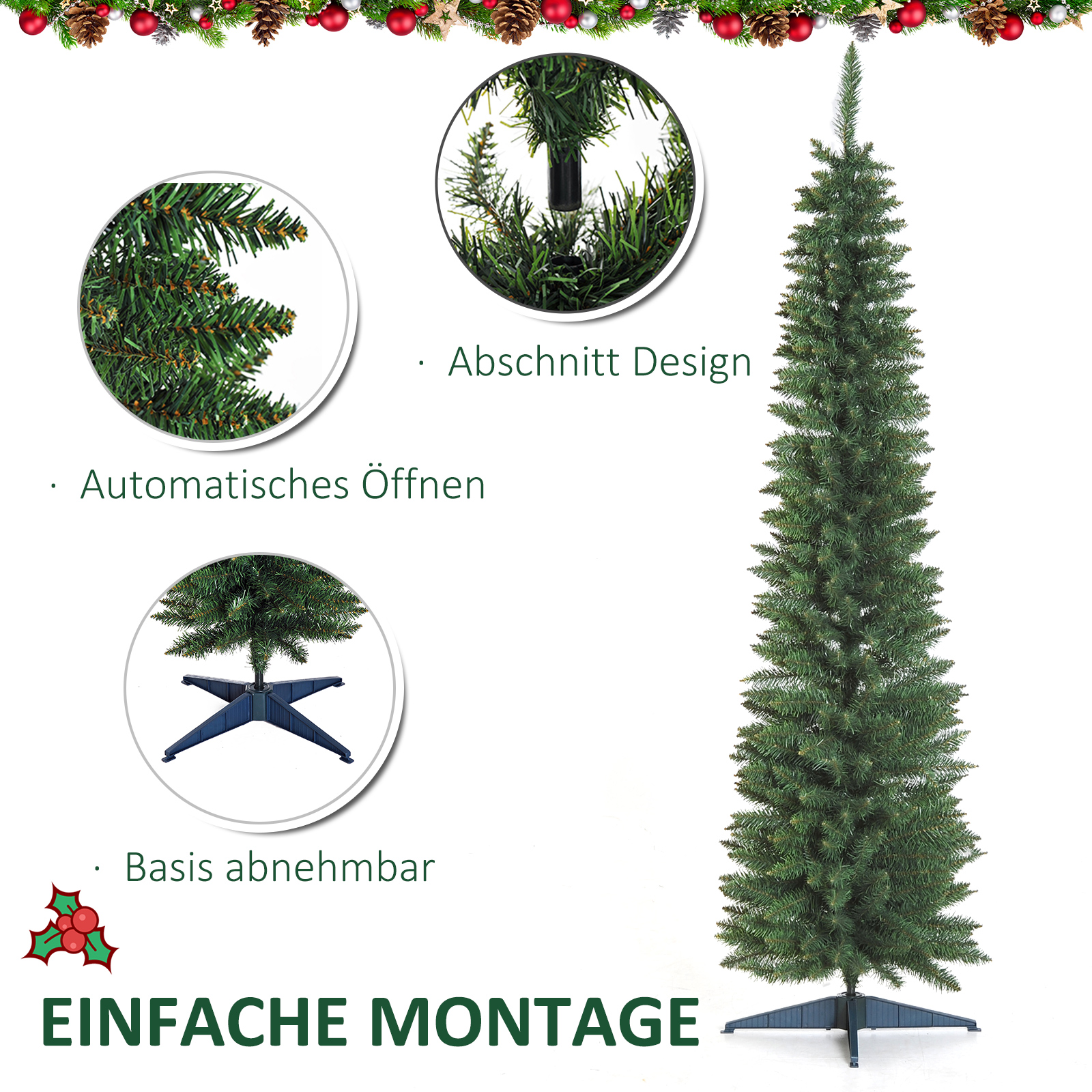 Weihnachtsbaum künstliche Künstliche Tanne Christbaum, inkl Ständer Weihnachtsstern 2,1 m, Grün