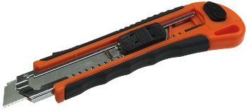 Abbrechmesser mit 18mm-Klinge - Ergo-Griff mit Metallschaft + 2 Klingen