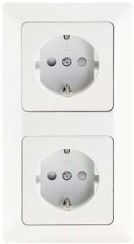 MILOS Set 2 Steckdosen + 2-fach Rahmen - 250V~/ 16A, Steckanschluss, Matt-weiß