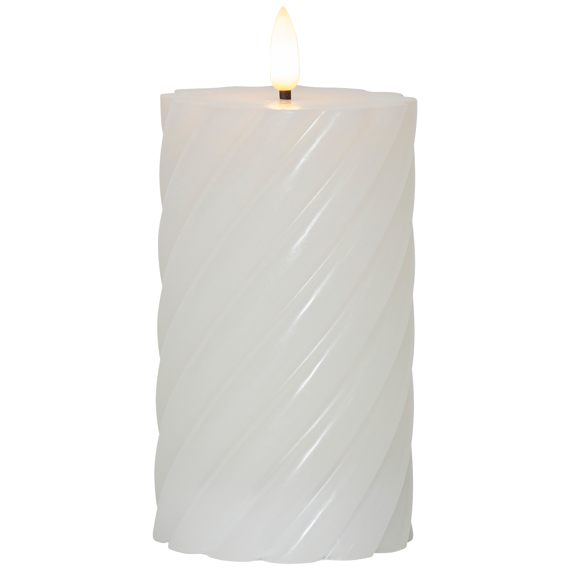 LED-Echtwachskerze, ''Flamme Swirl'', weiß, 15x7,5cm, naturgetreue Flamme