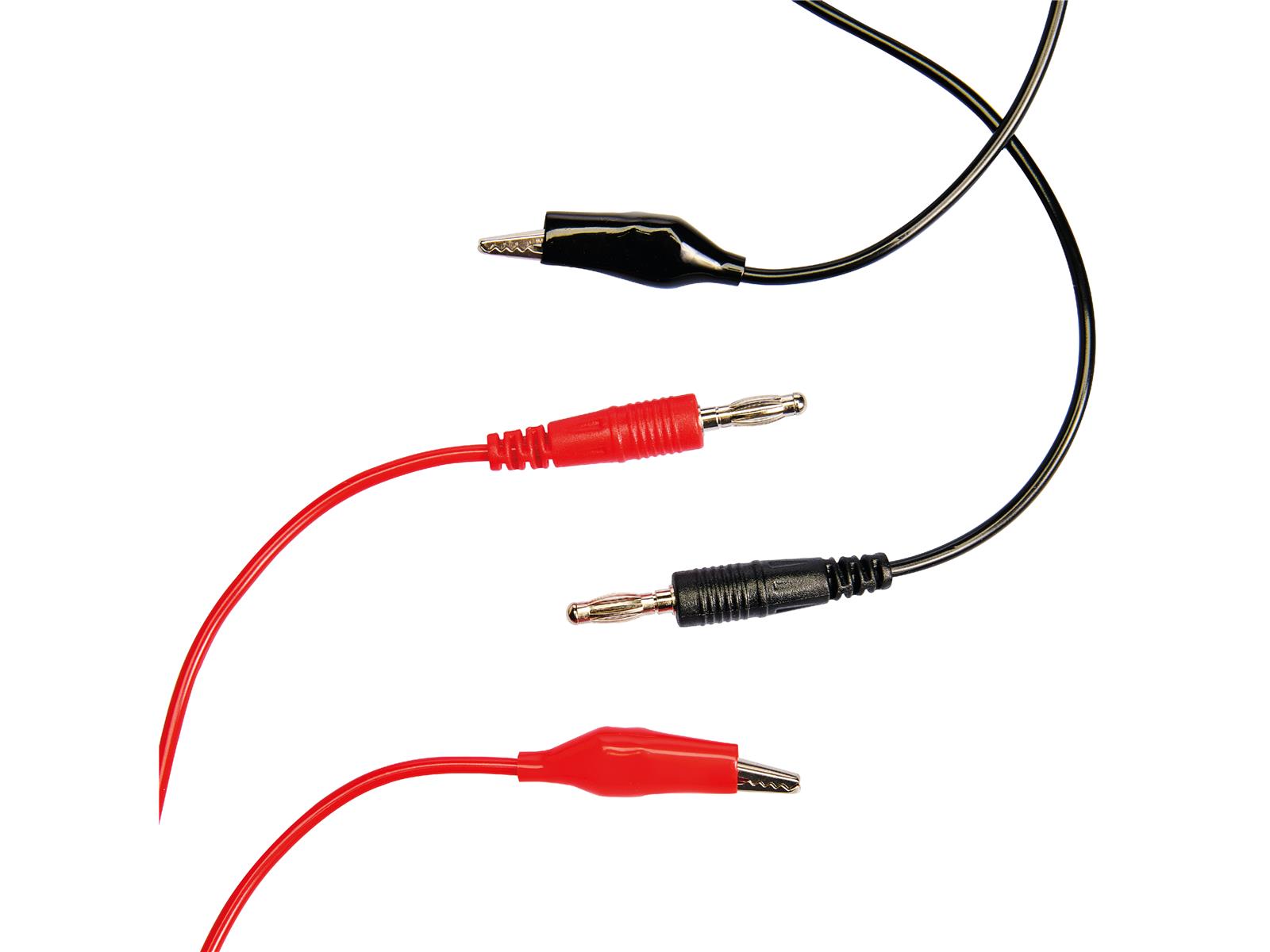 Messleitung McPower, 80cm, 1x rot, 1x schwarz, Krokoklemme und Bananenstecker