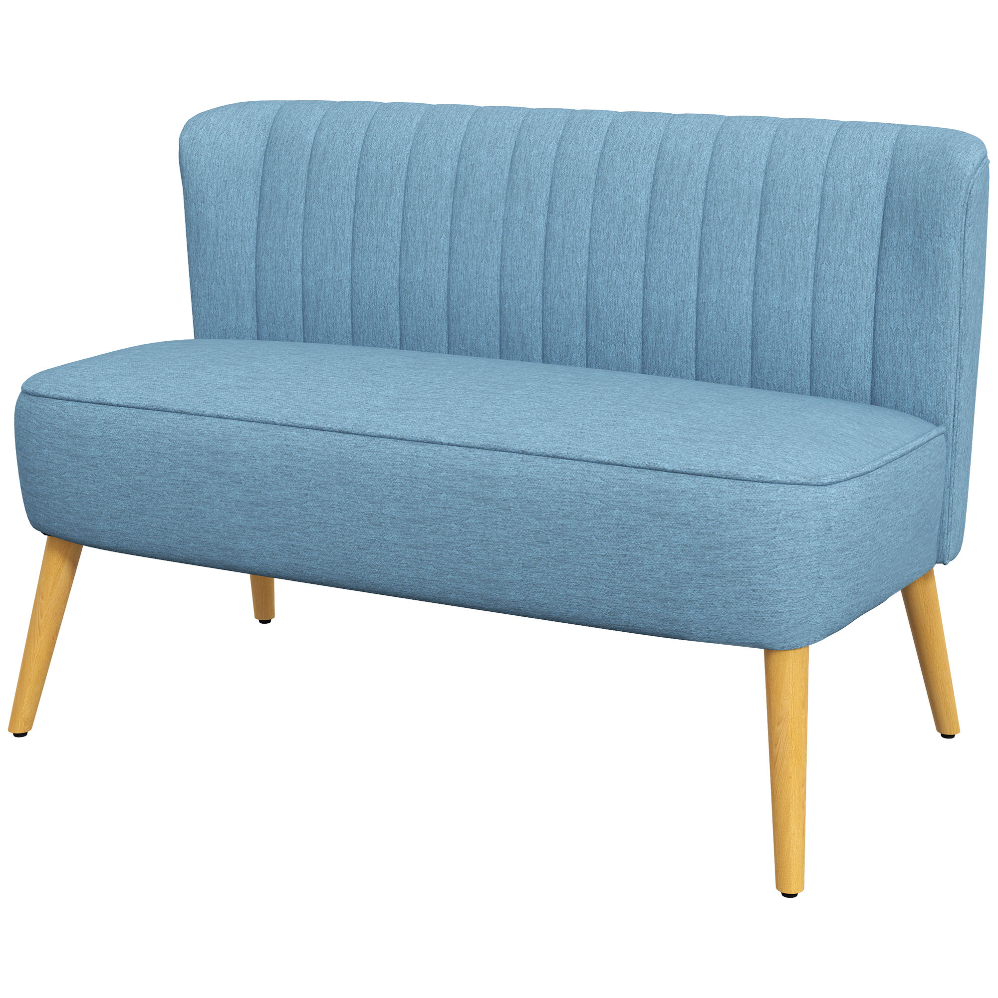 2-Sitzer Sofa im Retro-Look, weiche Polsterung, pflegeleichter Bezug, bis 150 kg, 117 x 56,5 x 77 cm, Blau