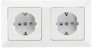 MILOS Set 2 Steckdosen + 2-fach Rahmen - 250V~/ 16A, Steckanschluss, Matt-weiß