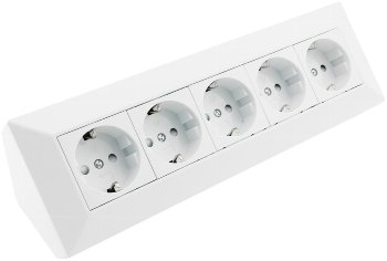 5-fach Steckdosenblock, weiß - 250V~/ 16A, Aufbaumontage