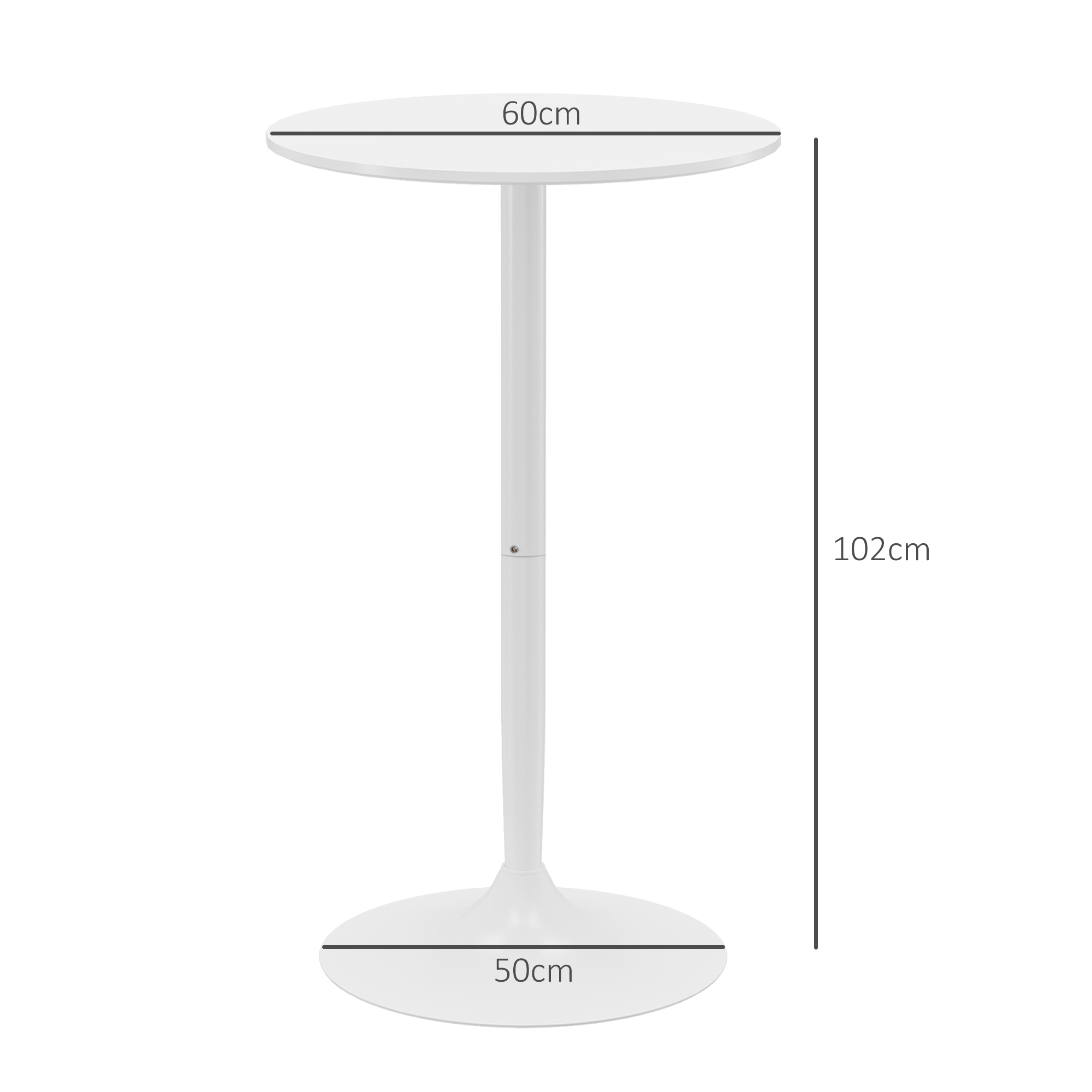 Bartisch Stehtisch, Tisch für 2 Personen, 60 x 60 x 102 cm, Weiß