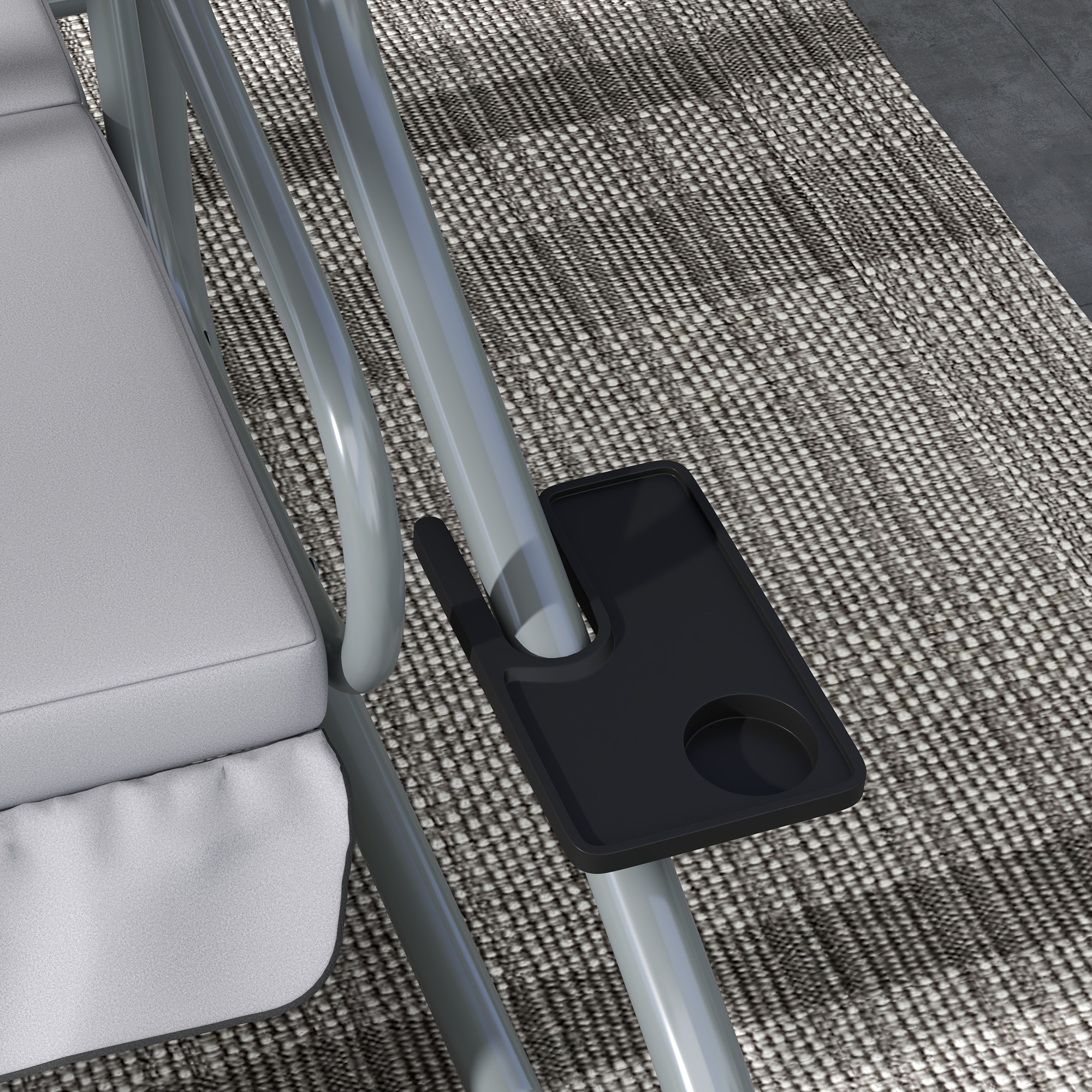 2-in-1 Hollywoodschaukel mit Liegefunktion, verstellbares Dach, bis 340 kg, Stahl, 200x120x164 cm, Grau