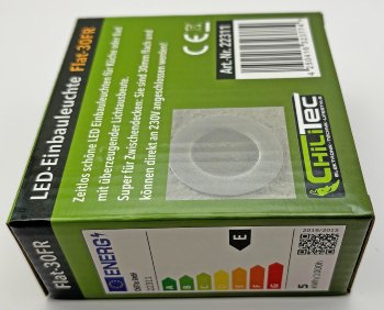 LED-Einbauleuchte "Flat-30 FR-R" 3000K - Ø85x30mm, 5W, 460lm, IP44, rund, weiß