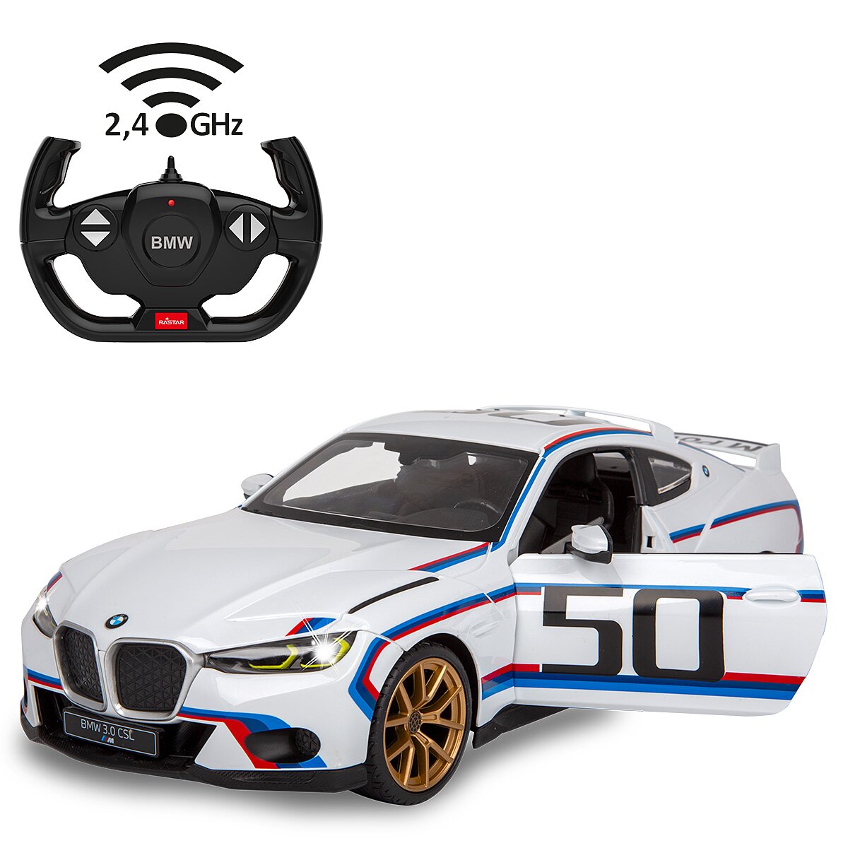BMW 3.0 CSL 1:14 weiß 2,4GHz Tür manuell BMW 3.0 CSL 1:14 weiß 2,4GHz Tür manuell