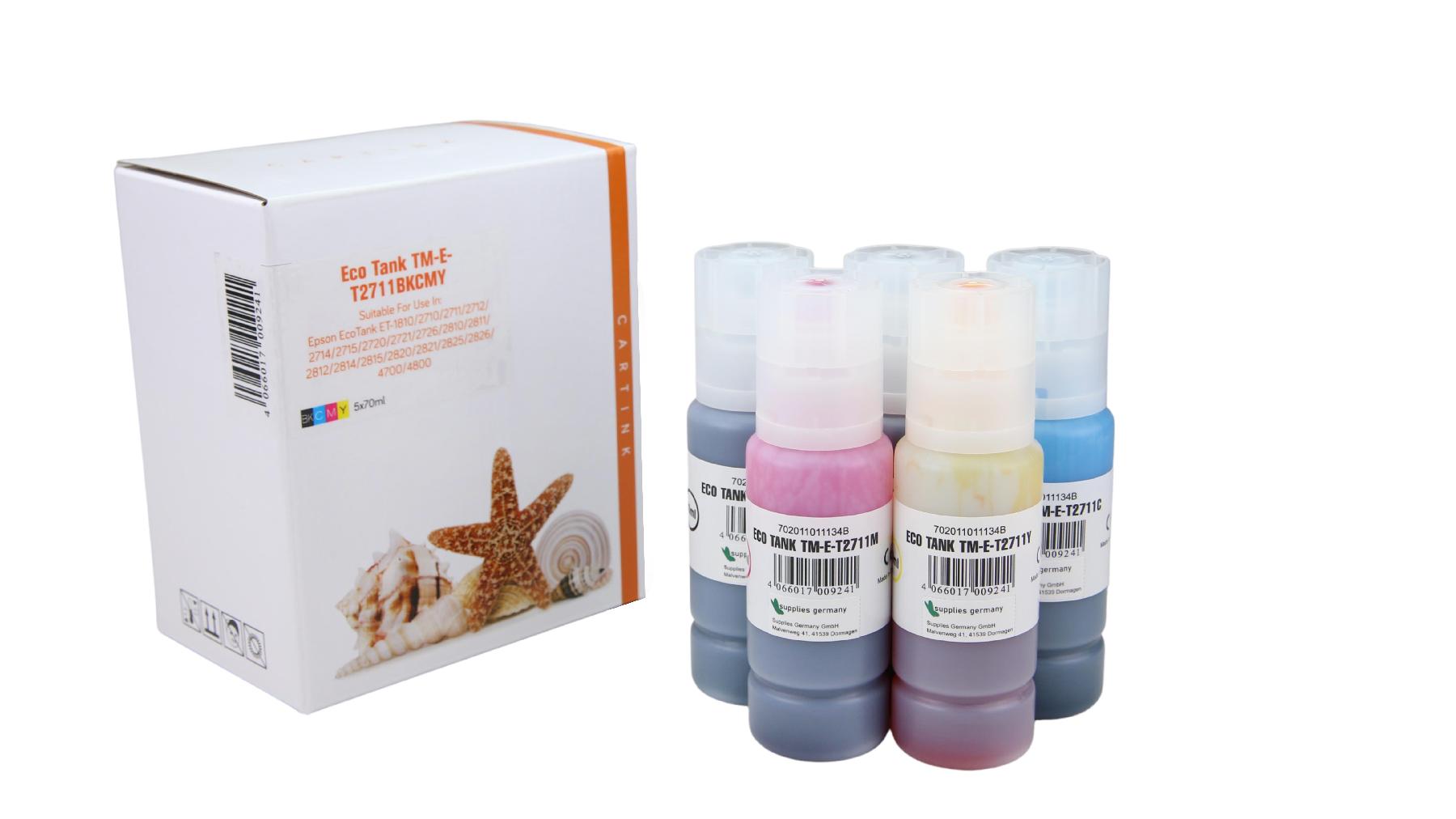 Multipack T2711 alternativ Eco Tank Nachfüllflasche Epson / C13T00P640 / 2x BK  CMY / 70ml