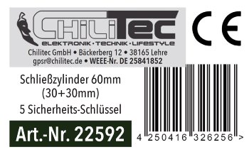 Schließzylinder 60mm (30+30mm) - Profil-Zylinder, 5 Sicherheits-Schlüssel