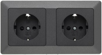 MILOS Set 2 Steckdosen + 2-fach Rahmen - 250V~/ 16A, Steckanschluss, Anthrazit