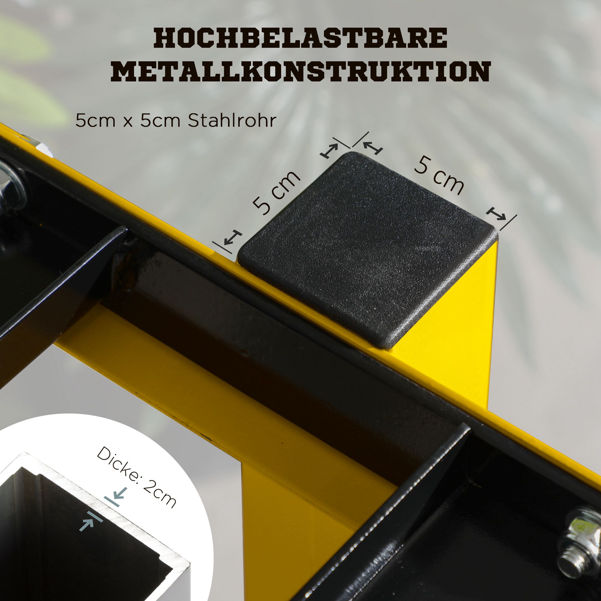 Hantelablage für Kurzhanteln, bis 270 kg, 2 Ablagen, Stahlrahmen, gelb, 92,5 x 50,5 x 80,5 cm