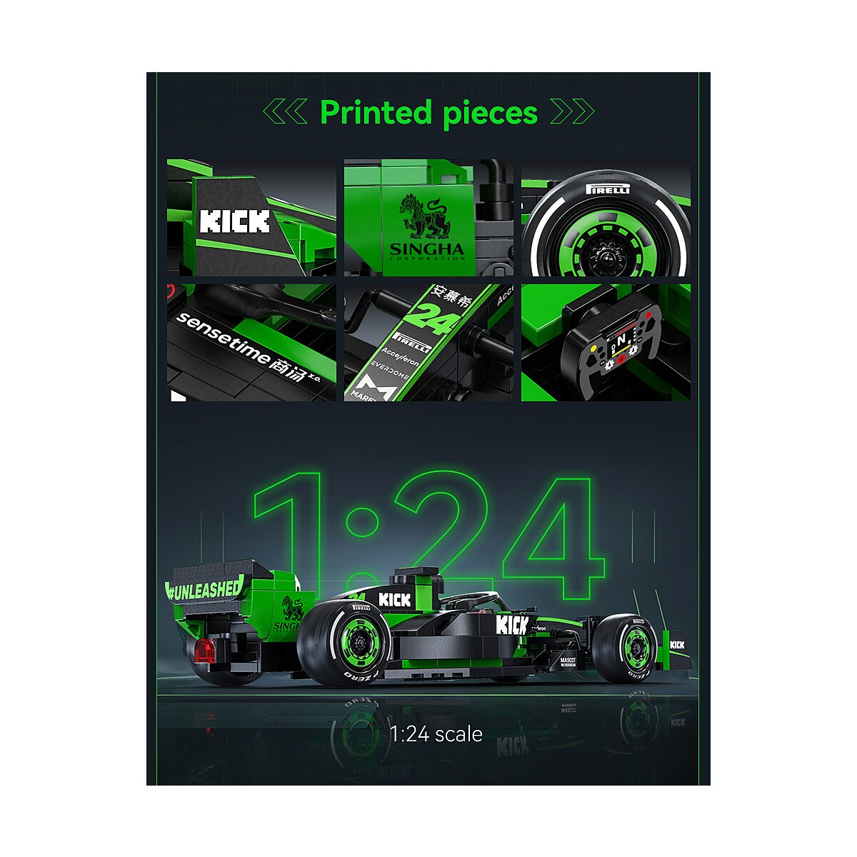 CaDA Set C55032W KICK Sauber F1® Team C44 - 2024 1:24 grün Bricks