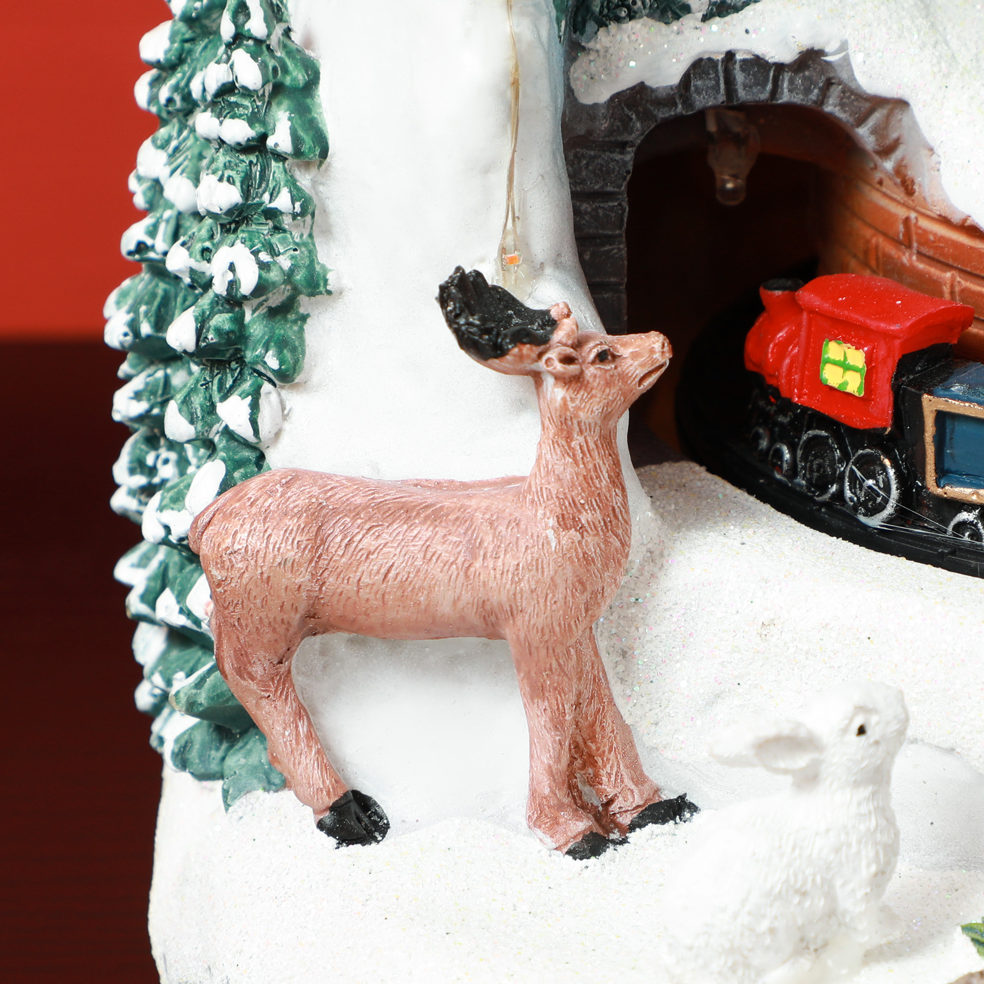 Weihnachtsdorf in Schneemann-Form mit fahrendem Zug, LED-Lichtern und Musik, festliche Tischdekoration, Mehrfarbig