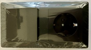 MILOS Set Steckdose + Schalter + Rahmen - 250V~/ 16A, Steckanschluss, Anthrazit