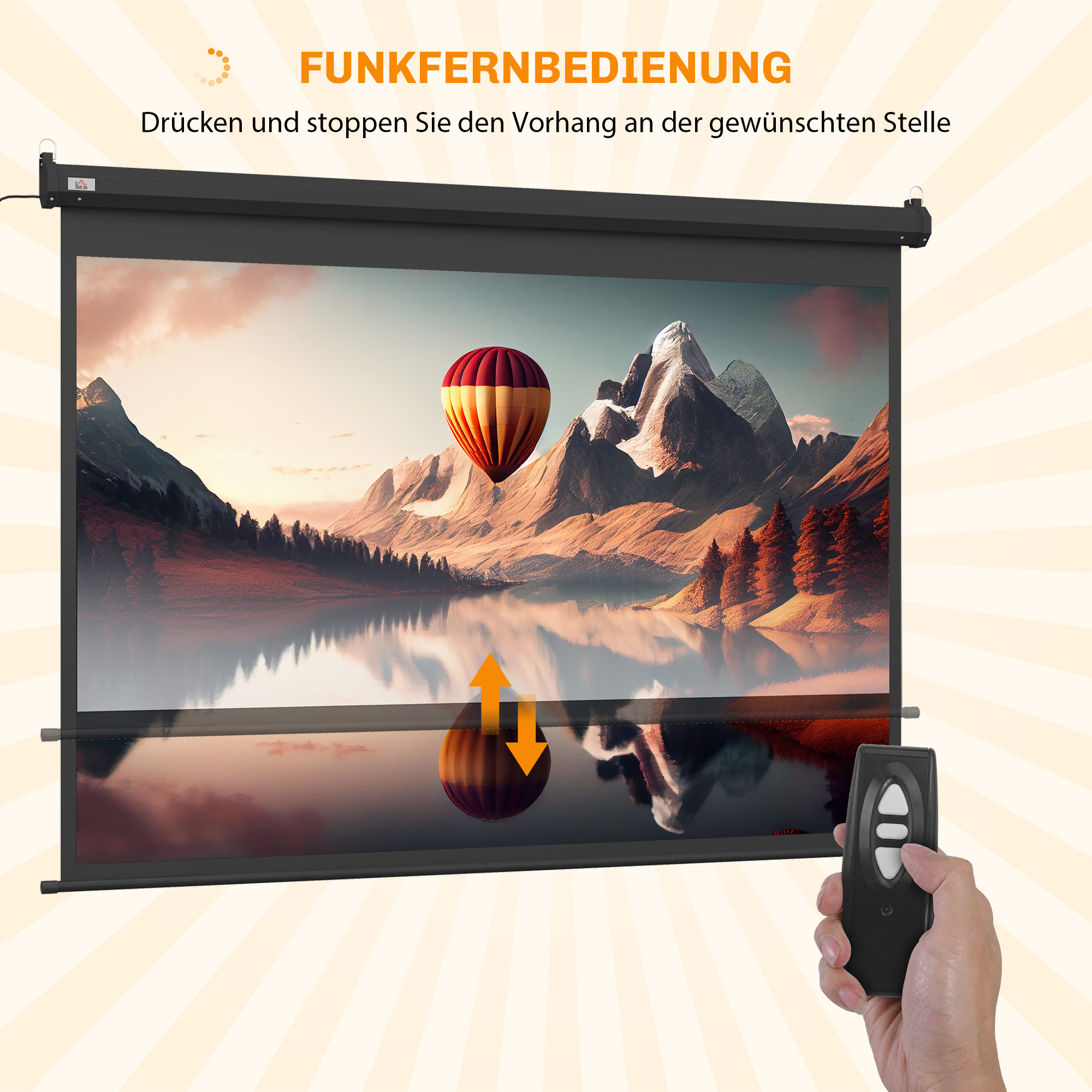 Beamer-Leinwand, Projektionsleinwand, 100 Zoll, 4:3, 203x152 cm, Schwarz