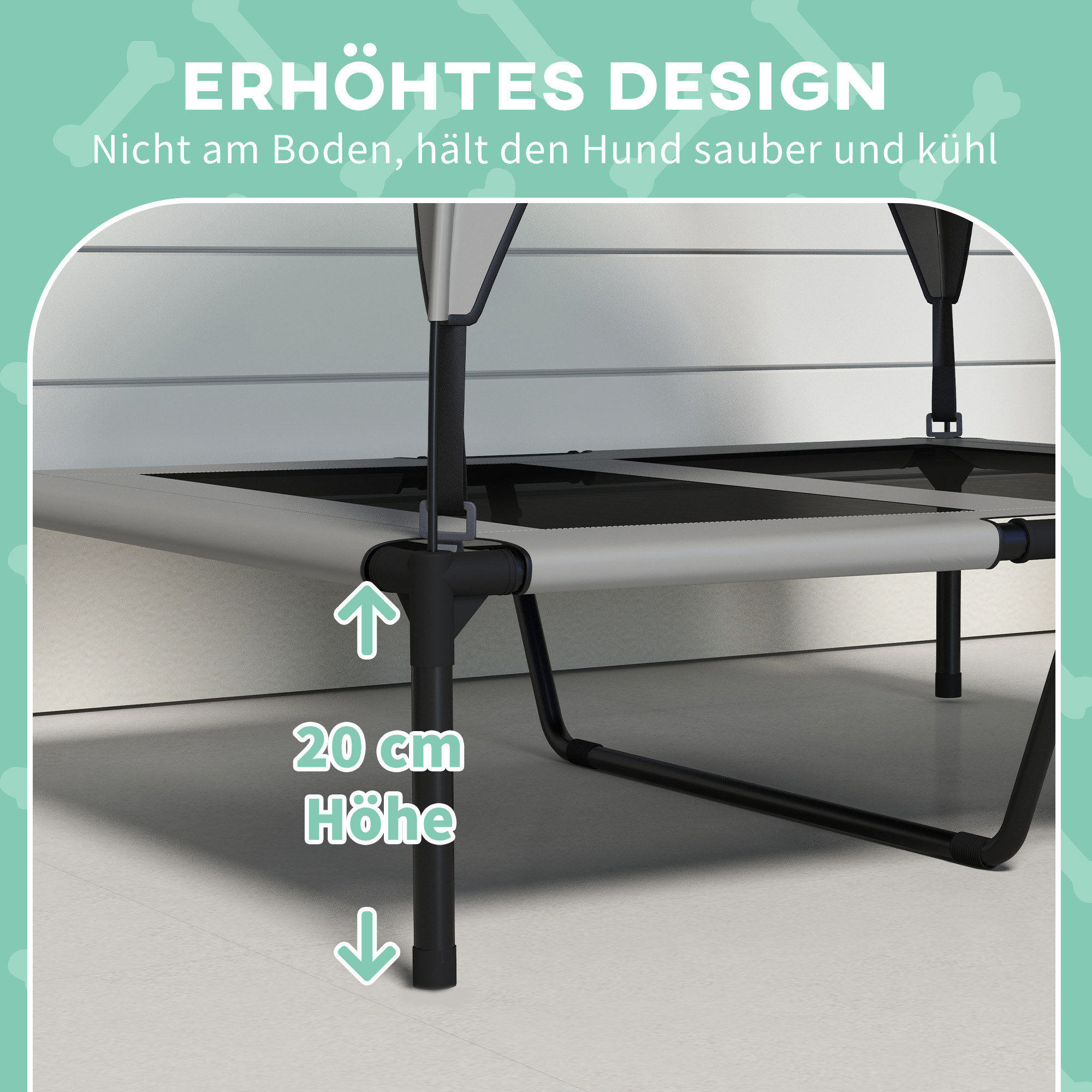 Hundebett mit Dach, atmungsaktiv, wasserabweisend, bis 30 kg, 91 x 76 x 89 cm, Hellgrau