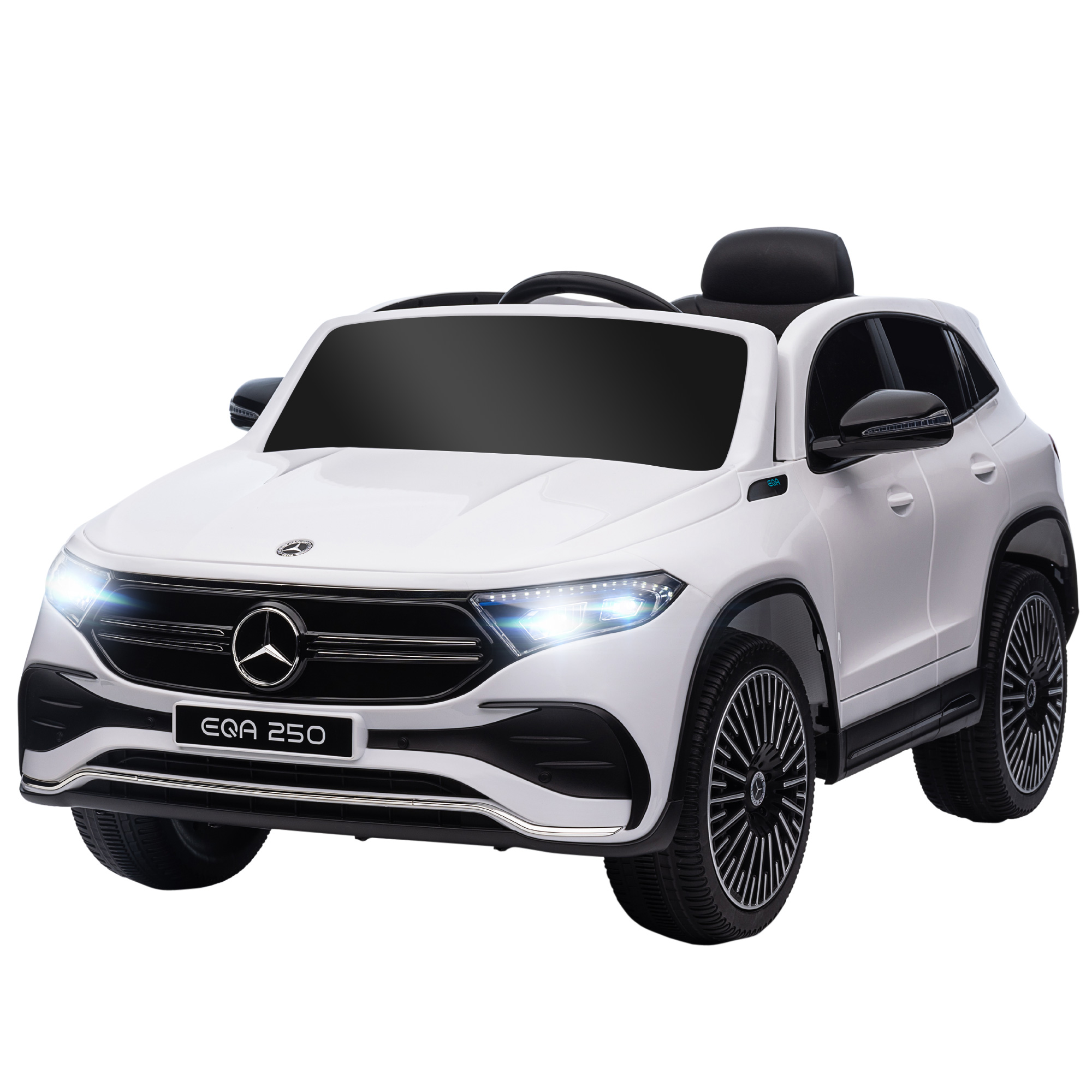 Elektro Kinderauto, lizenzierter Mercedes-Benz EQA, 3-8 km/h, Musik, Scheinwerfer, Hupe, Fernsteuerung, weiß Elektro Kinderauto, lizenzierter Mercedes-Benz EQA, 3-8 km/h, Musik, Scheinwerfer, Hupe, Fernsteuerung, weiß