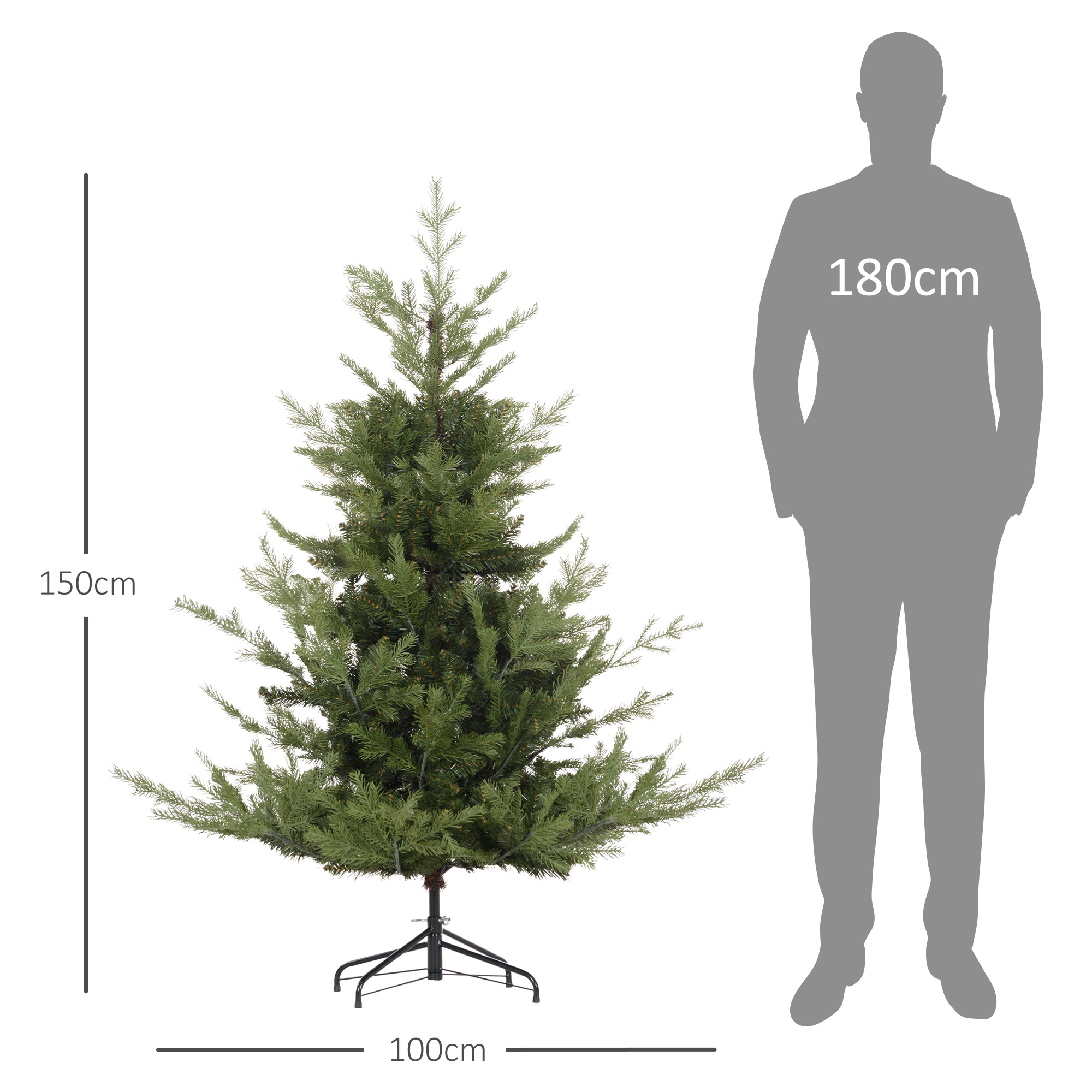 Weihnachtsbaum, Kunsttanne, realistisches Aussehen, schneller Aufbau, Kunststoff, Grün, 100 x 100 x 150cm