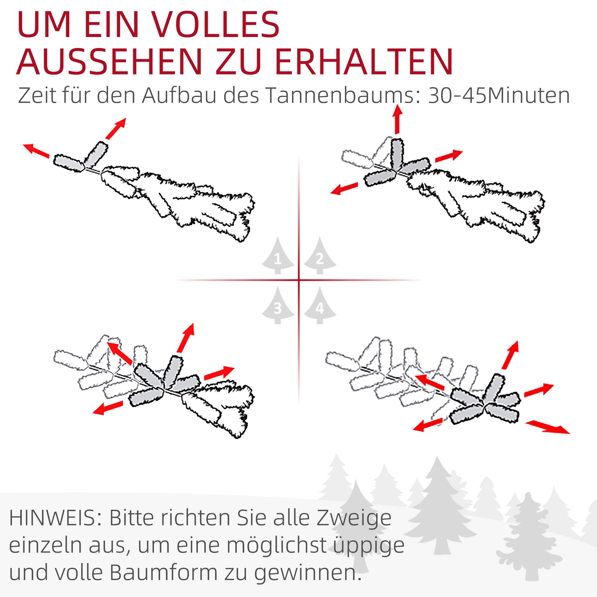 Künstlicher Weihnachtsbaum 180 cm künstlich Tannenbaum mit 1000 Spitzen Christbaum Weihnachtsdeko inkl, Metallständer für drinnen