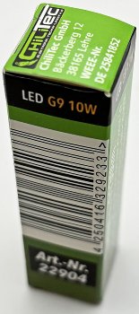 LED Stiftsockel G9, 10W, 1130lm - 330°, 230V, 3000K, warmweiß