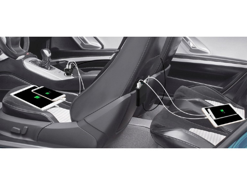 EnerGenie Auto-Ladegerät mit 4 Anschlüssen 9,6 A schwarz EG-4U-CAR-01
