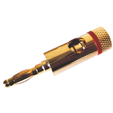 Laborstecker, 4mm-Ø, vergoldet, mit rotem Kennzeichnungsring