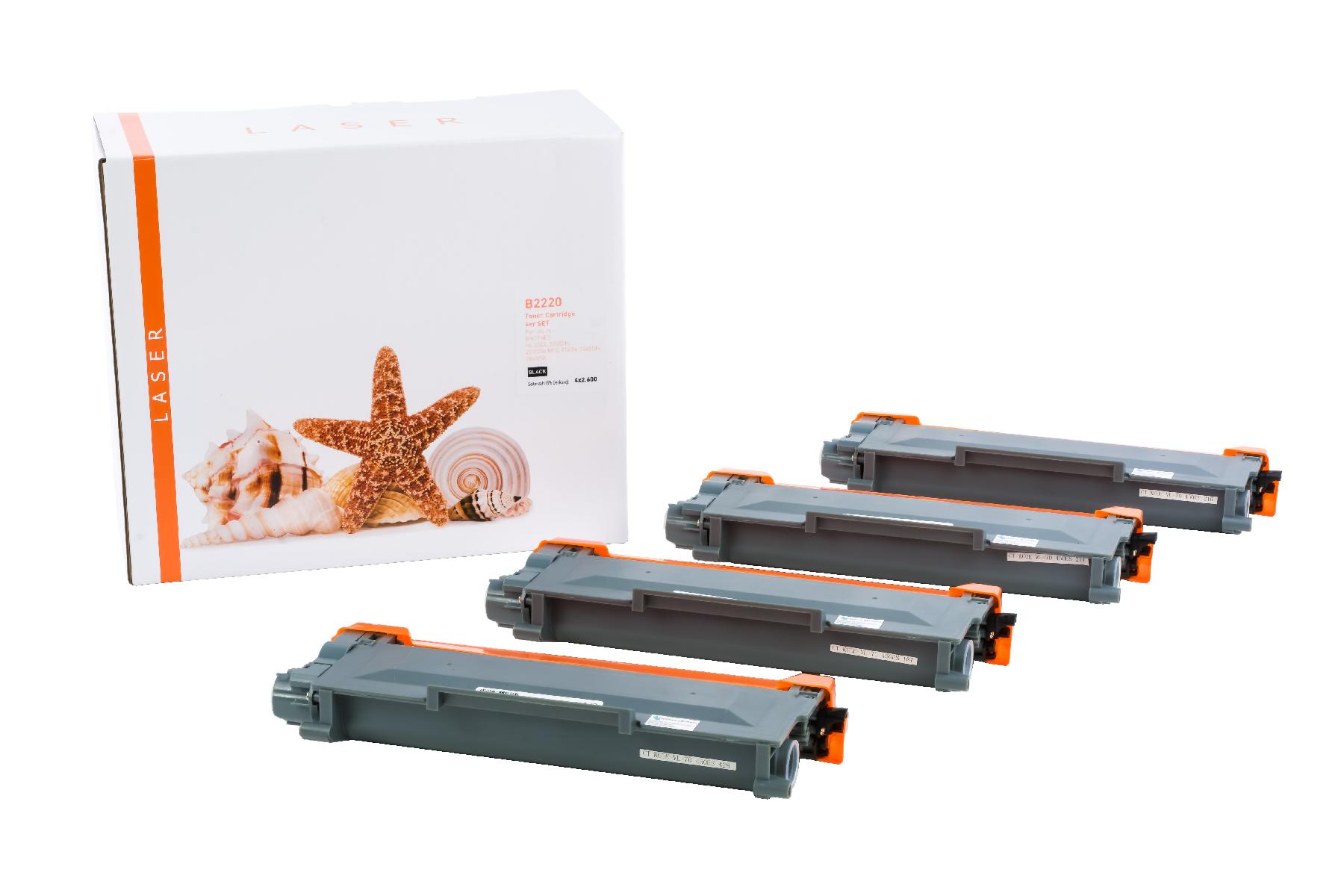 4er Set TN2220 alternativ Toner black Brother / TN2220 / 4x2.600 Seiten