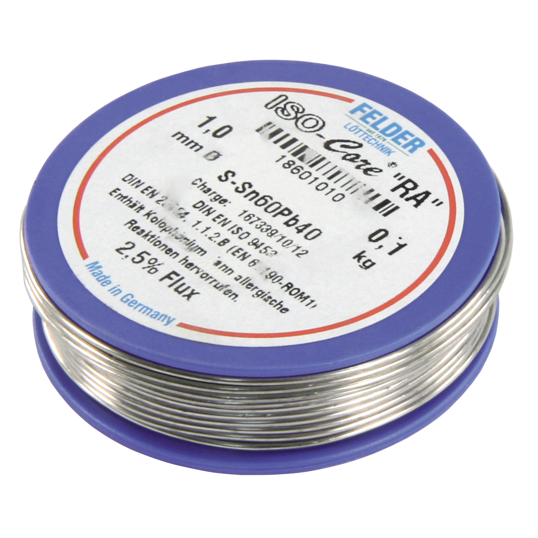 Lötzinn auf Rolle FELDER ISO-Core ''RA'', 1,0mm, 100g, bleihaltig (60%Sn 40%Pb)