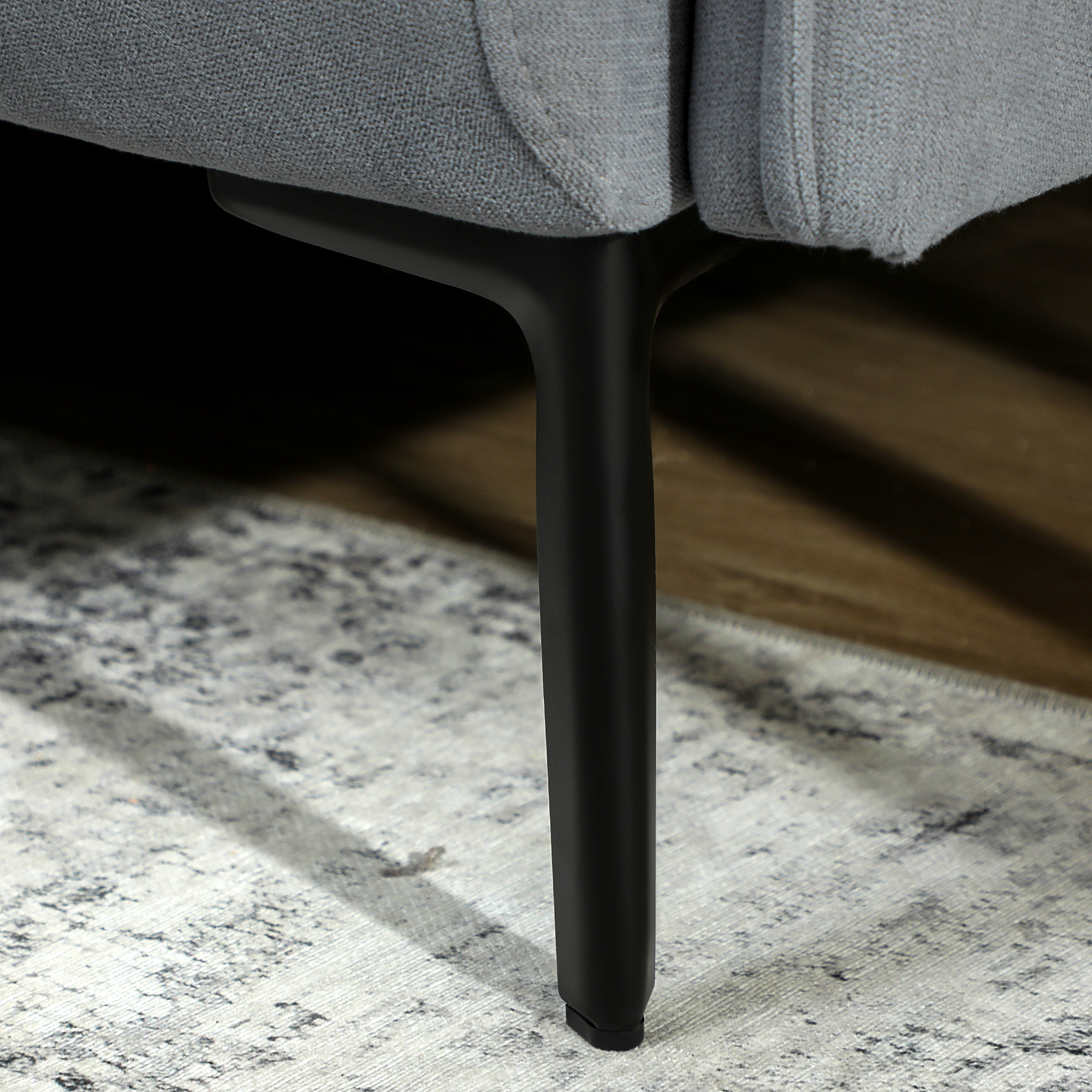 2-Sitzer-Sofa, dicke Kissen, samtiger Bezug, Polstersofa, Schwarz