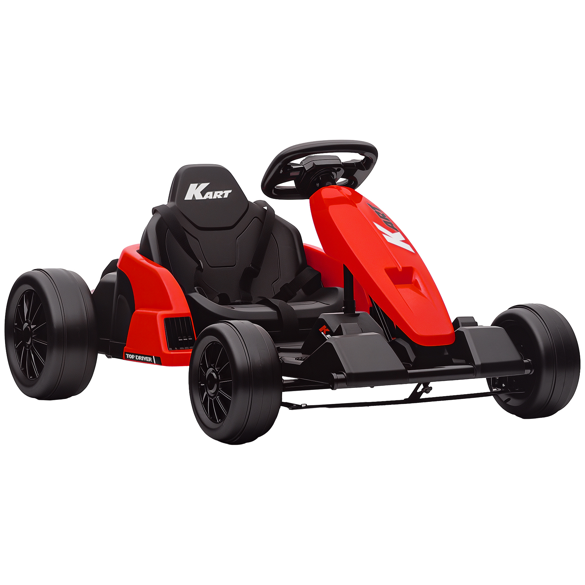 24V elektrisches Go-Kart, Drift-Modus, verstellbarer Sitz, 5-Punkt-Sicherheitsgurt, Musikfunktion, Hupe, 6-12 Jahre Rot