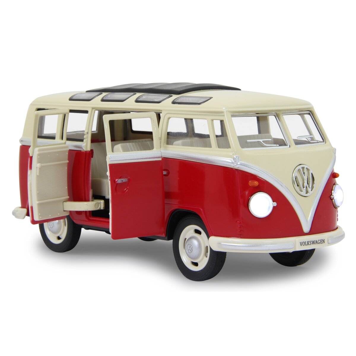 VW T1 Bus Diecast 1:24 rot mit LED Sound und Rückzugmotor