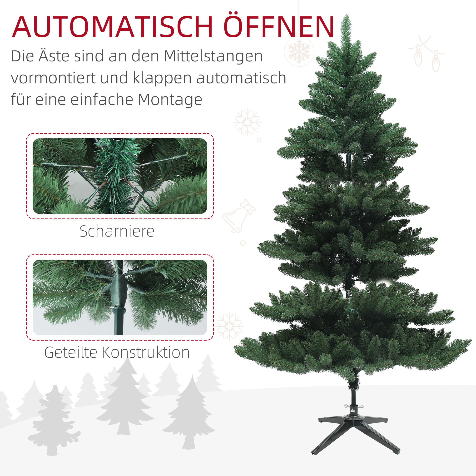 Weihnachtsbaum, Nordmanntanne, naturgetreu, breit & üppig, 180 x ?120 cm, Grün